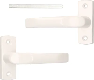 Produktbild von KOTARBAU® Drückerpaar 125 mm Weiß mit Kurzem Schild und Vierkant für Profilzylinder