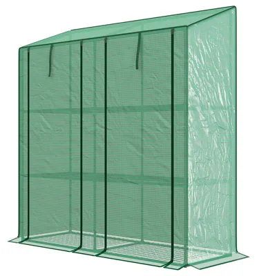 Produktbild von Gew?chshaus mit Polyethylenfolie, 6 Regalb?den und 2 Sektionaltš¹ren, 143 x 46 x 151 cm, grš¹n