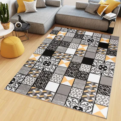 Immagine prodotto di Tappeto Tapiso MAYA Moderno Crema Grigio Giallo Camera da letto ÖKOTEX 80 x 150 cm
