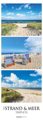 Produktbild von Strand & Meer Triplets 2024 - Streifenkalender XXL 25x69 cm - Bildkalender im Hochformat - Wandkalender - Wandplaner - Strandkalender - Deutsche Küsten