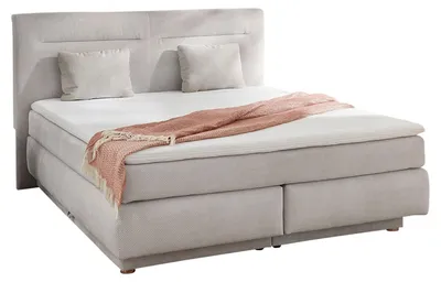 Produktbild von Boxspringbett - 180 x 200 cm - Hellbeige - Waffelcord - mit Bettkästen