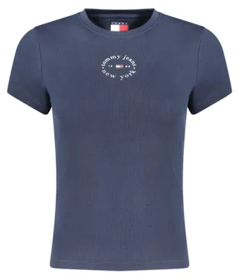 Produktbild von Blaues Damen Kurzarm-T-Shirt mit Rundhalsausschnitt und Print-Design