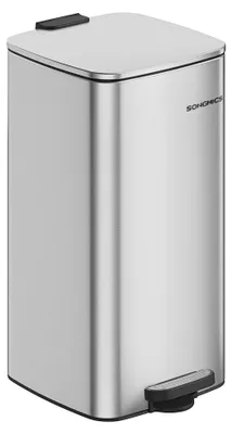 Produktbild von SONGMICS Mülleimer Küche, 30 Liter Abfalleimer, Tretmülleimer, Stahl, mit Inneneimer, Softclose, Offenhaltefunktion, metallicsilber LTB593E01