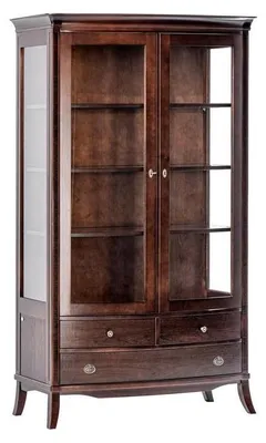 Image de Vitrine classique en bois avec portes vitrées et tiroirs pratiques