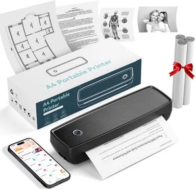 Immagine prodotto di Stampante termica portatile - nera - Bluetooth USB-C - formato A4 - 2600 mAh