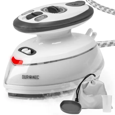 Produktbild von Duronic SI3 WE Mini Reisebügeleisen, 400W Mini Bügeleisen, Dampfbügeleisen 35ml Wassertank, kleines Reisebügeleisen dampf, Handbügeleisen Keramikfläche, für Kleidung nähen, 2 Betriebsspannungen