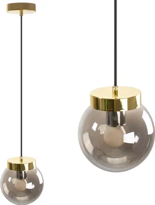 A product image showing a pendant lamp in two views: a full view and a close-up.