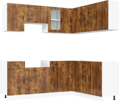Produktbild von 11-tlg. Küchenschrank-Set Porto Räuchereiche Holzwerkstoff