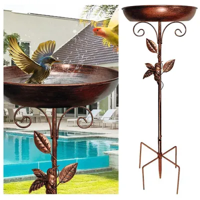 Produktbild von Vogeltränke Winterfest 30.5cm Metall mit Ständer Rostfrei Wasserschale Garten für Vögel