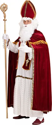 Produktbild von 5-tlg. Weihnachtsmann Kostüm mit Bischofsmütze - Nikolaus Kostüm Größe: L/XL