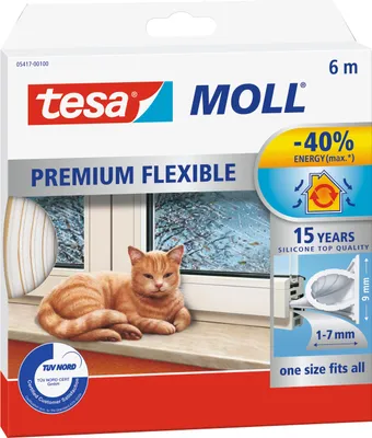 Image de Tesa Těsnění do oken silikonové D 9 x 7 mm x 6 m bílé