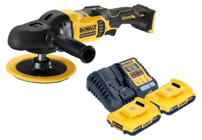 Zdjęcie produktu dla DeWalt DCM 849 D2 akumulatorowa polerka mimośrodowa 18 V 180 mm bezszczotkowa + 2x akumulator 2,0 Ah + ładowarka