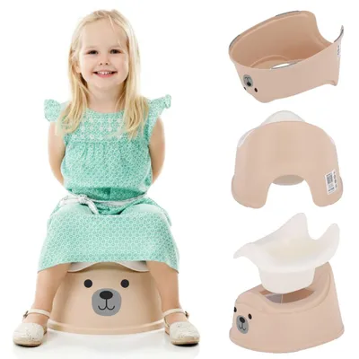 Obrázok produktu pre Nočník pre deti Učiaci sa nočník Toaletný trenažér Toaleta pre deti WC Medveď béžovo-biely Sun Baby