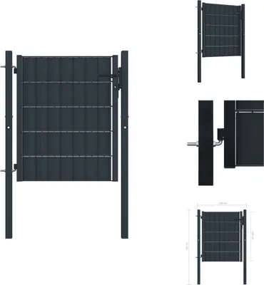 Productafbeelding van vidaXL Hekpoort, PVC en staal, 100x101 cm, antraciet - Tuinpoorten