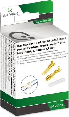 Produktbild von Flachstecker/Flachsteckhülsen Set, 2,8 x 0,8 mm/ 0,5 -1,5 mm², 100 teilig