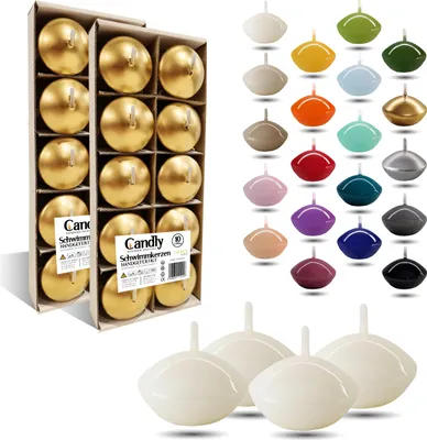 Obrázok produktu pre CANDLY HANDMADE© 10x plávajúce sviečky Premium Ø 45 mm | Valentín, Veľká noc, Vianoce, bytové dekorácie, sviečky, sviečky pre ženy (Biela)