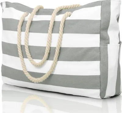 Zdjęcie produktu dla Oscaurt Torba plażowa Wodoodporna z zamkiem błyskawicznym 53x37x18cm Jasnoszara