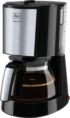 Immagine prodotto di Macchina da caffè con filtro MELITTA Enjoy Top Glass, nero/acciaio spazzolato, AromaSelector, 15 tazze, portafiltro rimovibile, 1017-04