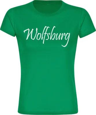 Produktbild von multifanshop Damen T-Shirt - Wolfsburg - Schriftzug, grün, Größe S