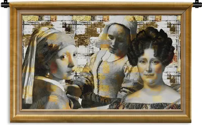 Produktbild von MuchoWow® Wandteppich Wandbehang Kunst - Alte Meister - Rahmen - Gold 60x40 cm Tapisserie Dekoration Wandtuch - Wanddekorationen