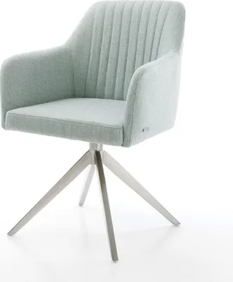 Produktbild von DELIFE Drehstuhl Greg-Flex Stripes Mint Kreuzgestell breit Edelstahl 360° drehbar Wippfunktion