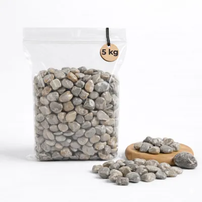 Produktbild von Bunte Deko-Steine 5 KG Glas-Vasen Streudeko Ø 8-16 mm hellgrau