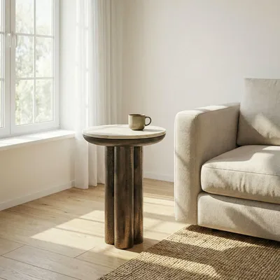 Image de WOHNLING Table d'appoint en métal avec plateau en marbre blanc, ronde de 36 cm, table d'appoint en aluminium, table de salon, table basse, table de salon, table de salon, fabriquée à la main