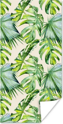 Produktbild von MuchoWow® Poster Blätter - Muster - Monstera 40x80 cm - Dekoration