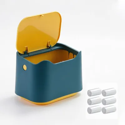 Image de Omgoods - Mini poubelle avec couvercle, idéale pour le bureau et le bureau