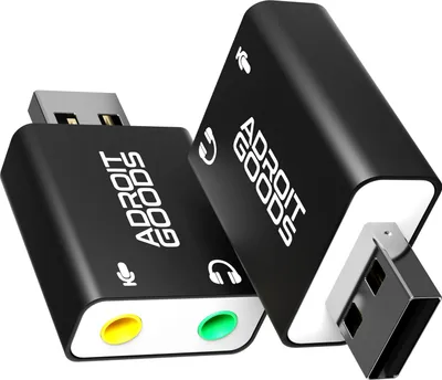 Zdjęcie produktu dla AdroitGoods Zewnętrzna karta dźwiękowa USB (3D) - Karta dźwiękowa - USB 5.1 - Czarny