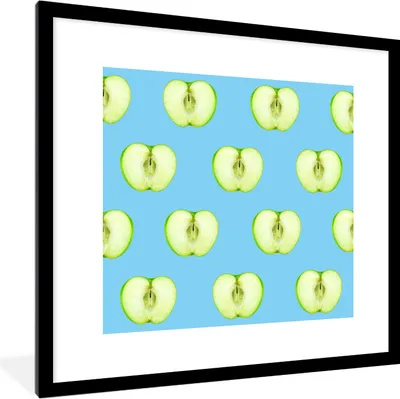 Produktbild von MuchoWow® MuchoWow® Gerahmtes Poster Apfel - Pastell - Muster 40x40 cm - Poster mit zchwarzem Bilderrahmen - Poster - Plakat im Rahmen