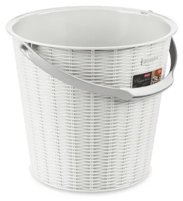 Produktbild von Stefanplast Elegance Eimer Rattan Weiß 29.5 x 29.5 x 27 cm