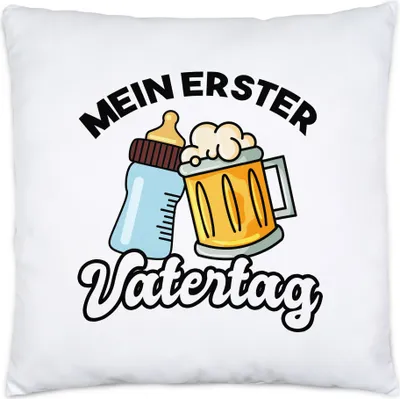 Produktbild von Mein erster Vatertag Kissen inkl. Füllung 1. Vatertag Herrentag Lustig Spruch Geschenk Papa 40x40cm