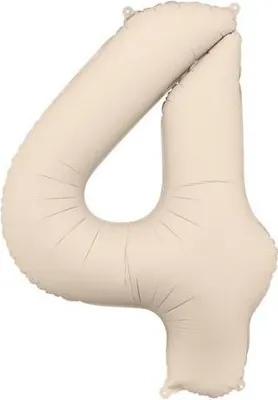 Zdjęcie produktu dla Balon foliowy Matowa Cyfra '4', 86cm, jasny beż