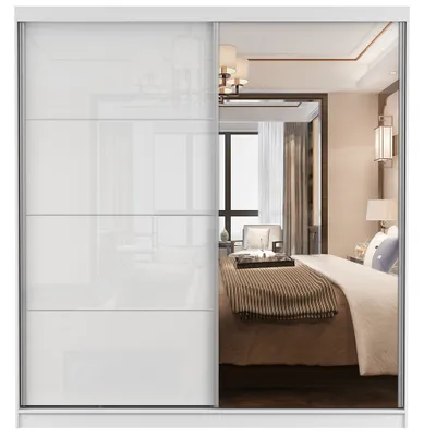 Produktbild von Schwebetürenschrank Kleiderschrank Schrank 233 cm Weiß/Weiß mit Spiegel - Multi 35