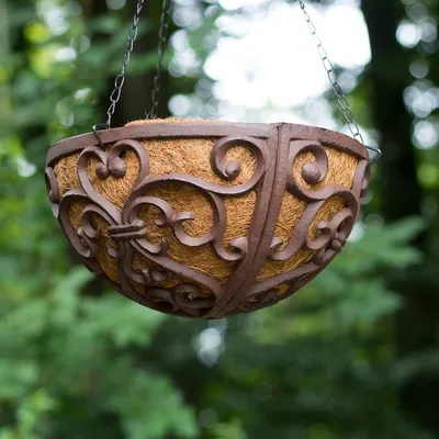 Produktbild von Blumenampel in antikbr. - Hanging Basket - handgefertigt für Balkon oder Terasse