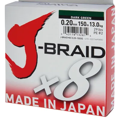 Obrázok produktu pre Daiwa J-Braid Dark Green x8 150m 0,13mm pletená šnúra