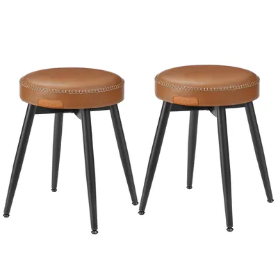 Produktbild von VASAGLE Esszimmerstuhl (2 St), Sitzhocker, EKHO Series, Kunstleder, 48,2 cm hoch, karamellbraun