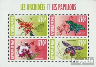 Produktbild von Briefmarken Niger 2013 Mi 2278-2281 Kleinbogen (kompl. Ausg.) postfrisch Orchideen und Schmetterlinge