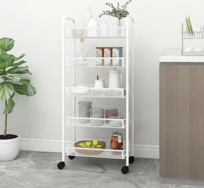 Obrázek produktu pro The Living Store Kuchyňský vozík 5 polic bílý 46x26x105 cm železo