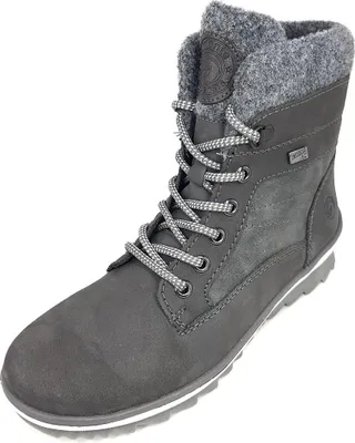 Imagen del producto de Remonte: Zapatos y botas de mujer, tipo botín con cordones, color gris, para uso casual