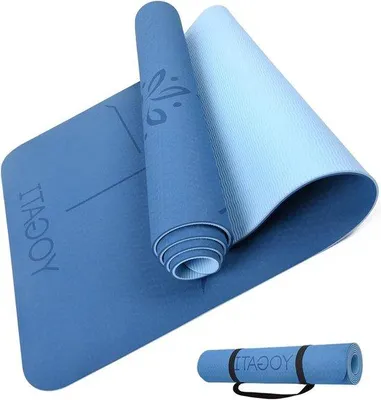 Produktbild von Famanu Yogamat rutschfest mit Körperausrichtungsmarkierungen - umweltfreundlich