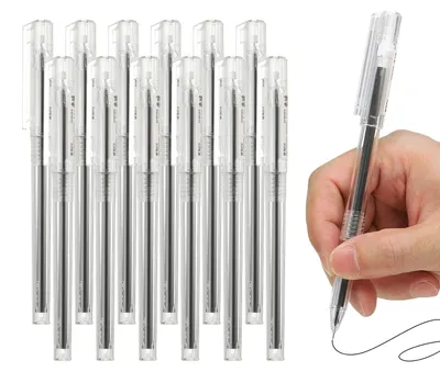 Gelpennen 0,5 mm, 12 Stück, schwarze Tinte, glatt schreibend