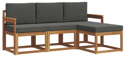 Productafbeelding van vidaXL Tuinset met 4 zitplaatsen, natuurlijke en antraciet kleur