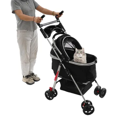 Obrázek produktu pro Vozík pro domácí mazlíčky 50*60cm skládací multifunkční vozík pro domácí mazlíčky černý