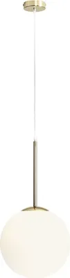 Produktbild von Hängelampe Metall Glas E27 H: max. 200 cm in Gold Weiß rund Kugelschirm Modern Pendelleuchte