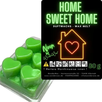 Produktbild von WonderWax Neon Duftwachs Wax Melts für Duftlampe, 6 Herzen Duftmelt Wachsmelt Sojawachs Neon Herzen für Raumdüfte, Wachs Duftöl Indoor Herbst Melts für Aromalampe Home Sweet Home