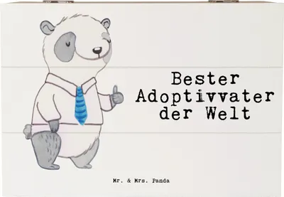 Produktbild von Mr. & Mrs. Panda Kiste Panda Bester Adoptivvater der Welt 22 x 15 cm - Weiß - Geschenk, Geschenkidee, Holzbox, Adoptiert, Adoption, Aufbewahrungsbox Holz, Box, Truhe