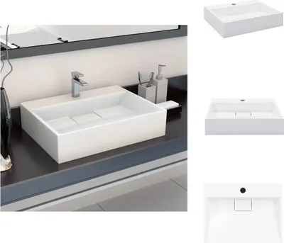 Produktbild von vidaXL Waschbecken 50 x 38 x 13 cm Mineralguss/Marmorguss Weiß -  Badezimmer-Waschbecken