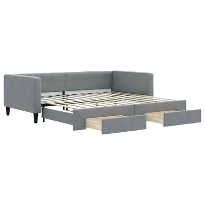 Produktbild von vidaXL Tagesbett Ausziehbar mit Schubladen Hellgrau 100x200 cm Stoff